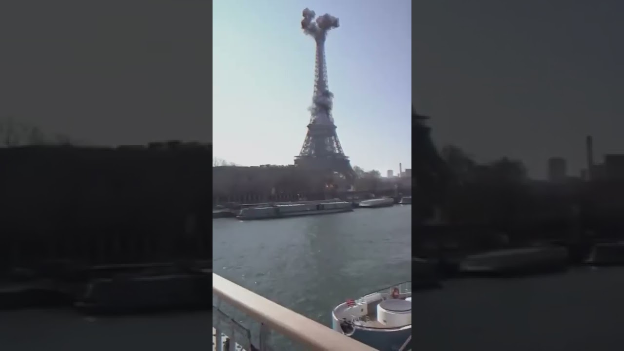 Parigi bombardata e Torre Eiffel in fiamme: il video choc dell'Ucraina