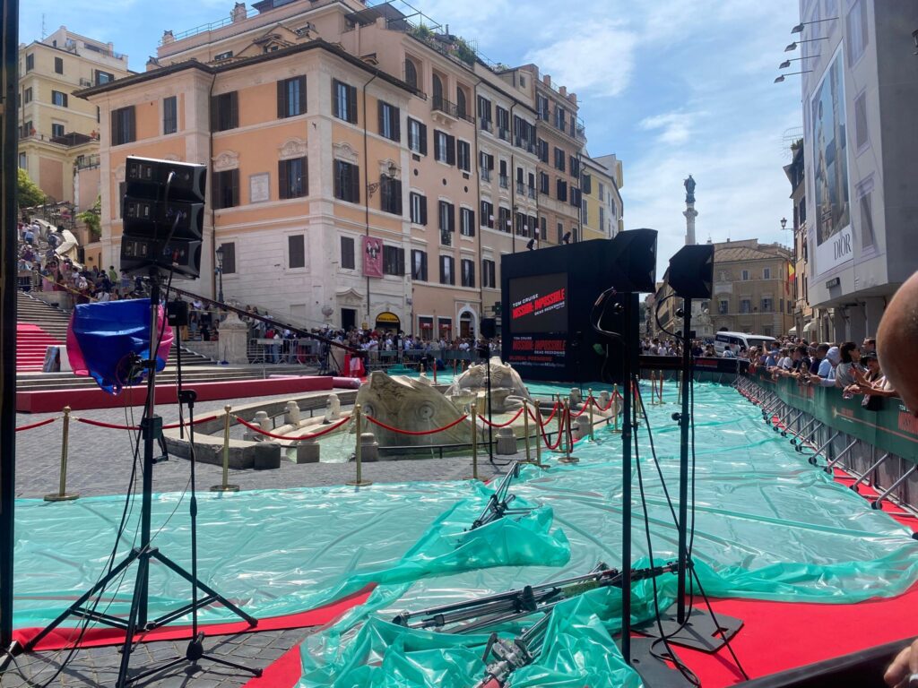 Piazza di Spagna allestita per l'evento  legato all'uscita del film "Mission Impossible - Dead Reckoning
