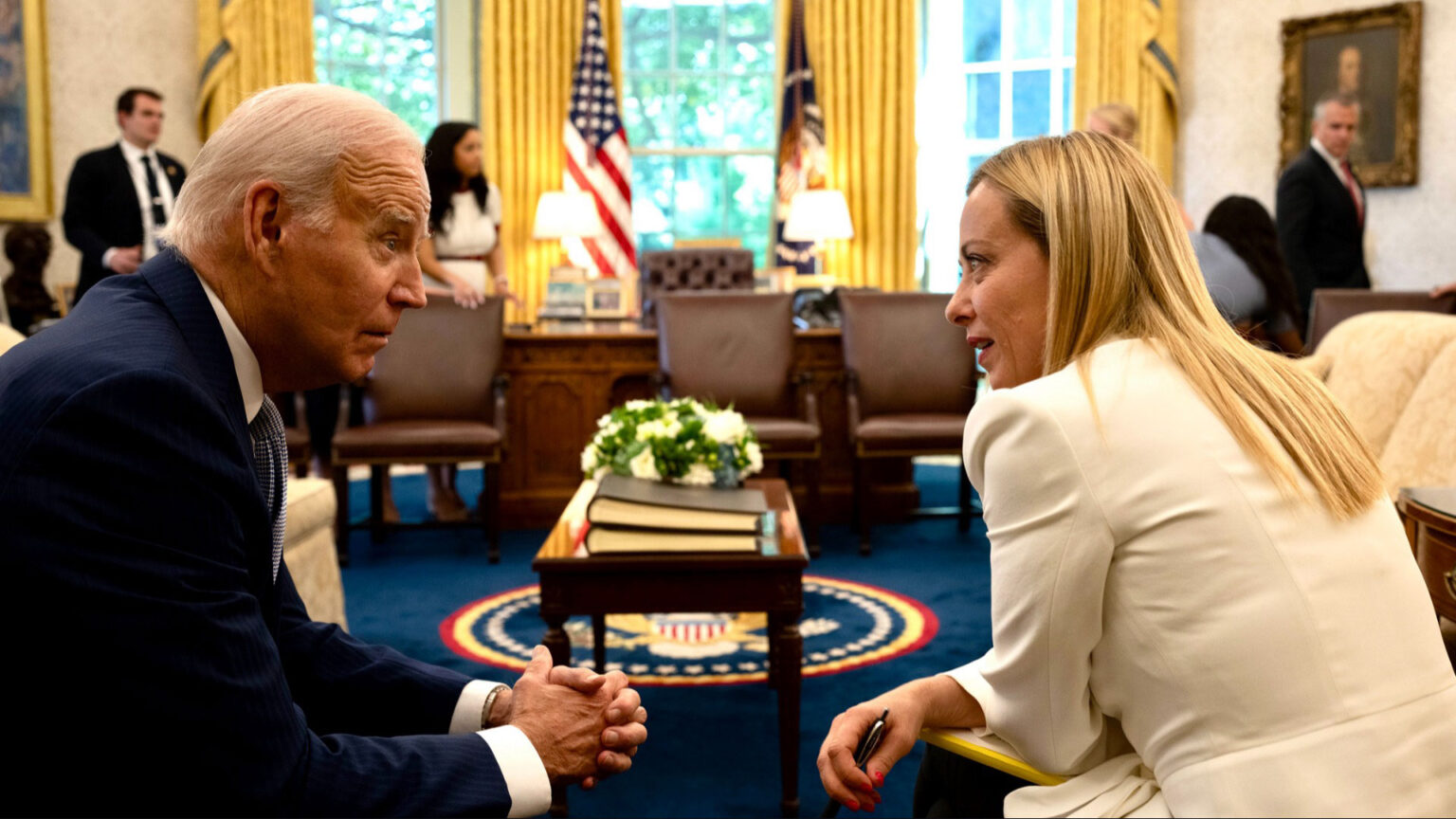 Giorgia Meloni e Joe Biden alla Casa Bianca a Washington
