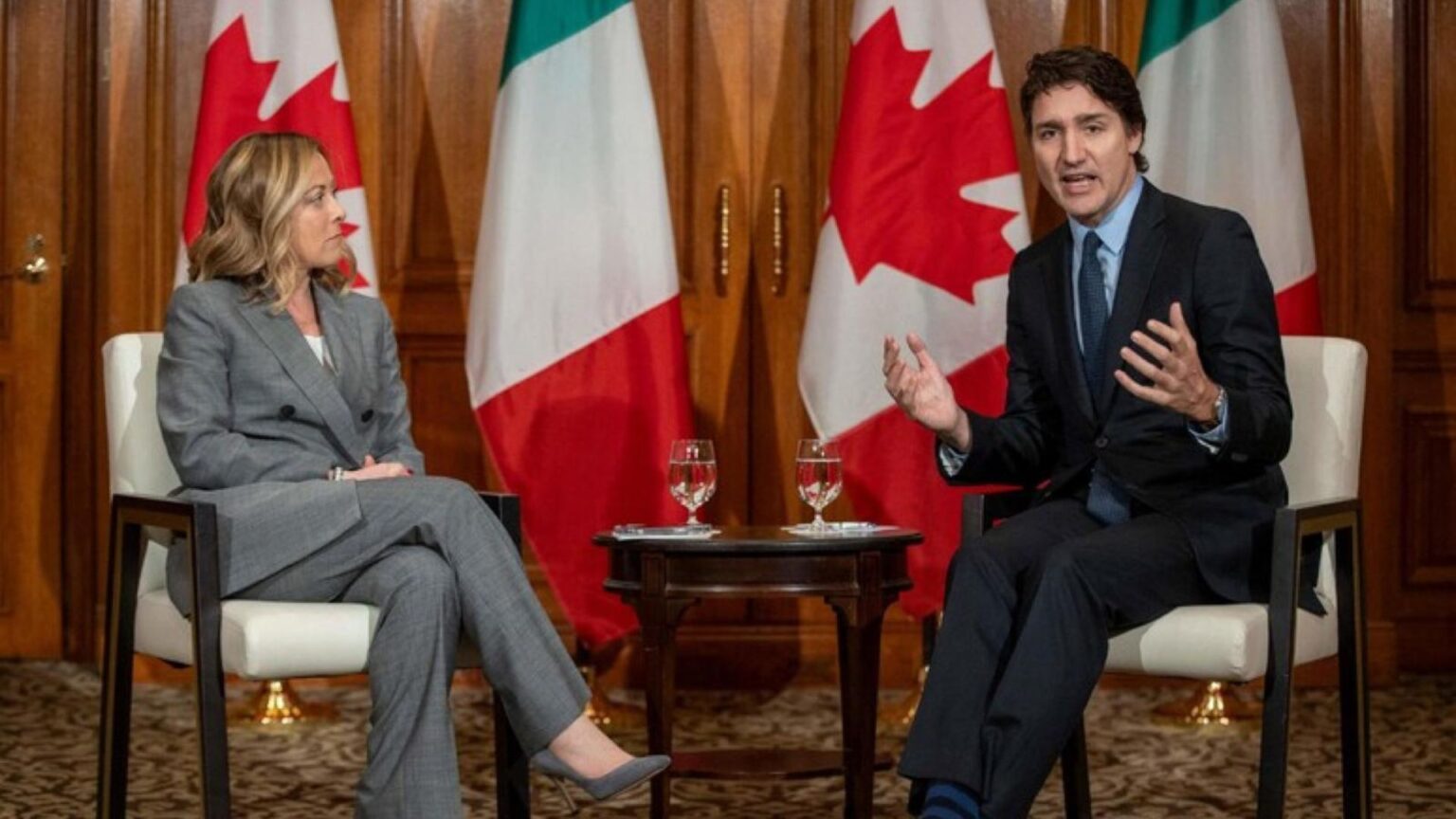 Giorgia Meloni e Justin Trudeau
