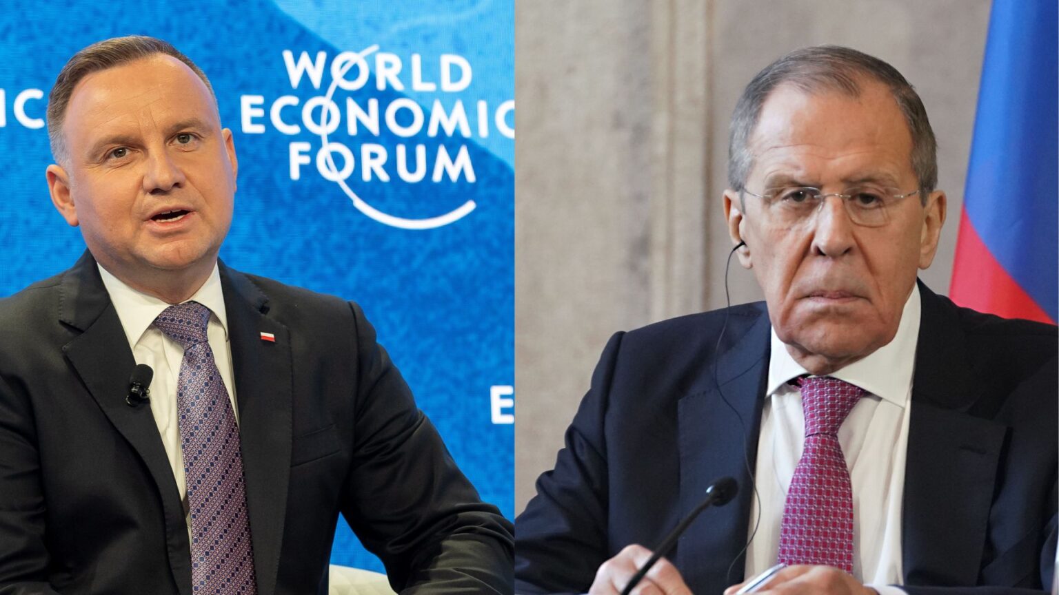 Il presidente della Polonia Andrzej Duda e il ministro degli Esteri russo Sergei Lavrov