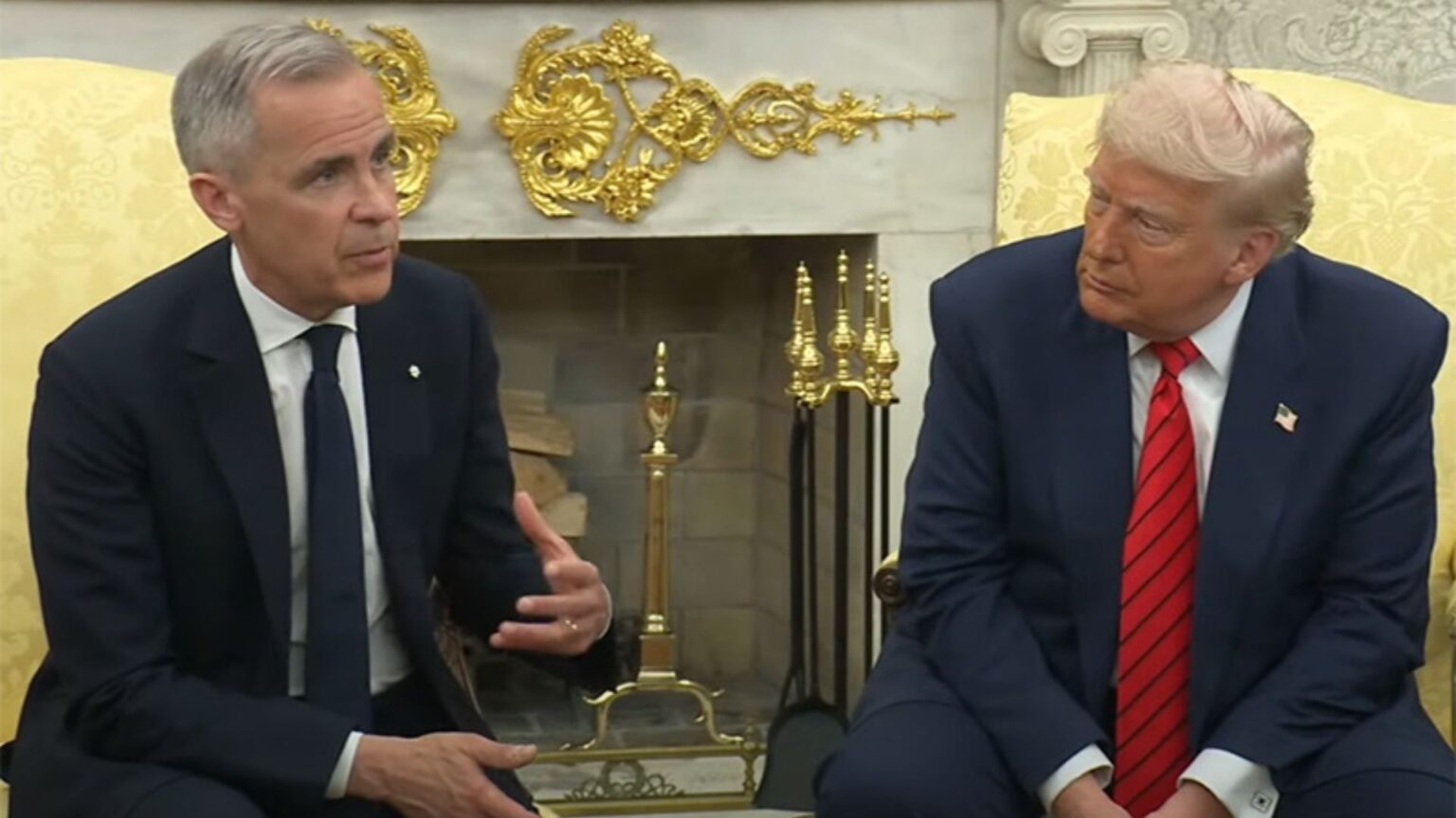 Il Presidente degli Stati Uniti, Donald Trump, il Primo ministro canadese, Mark Carney